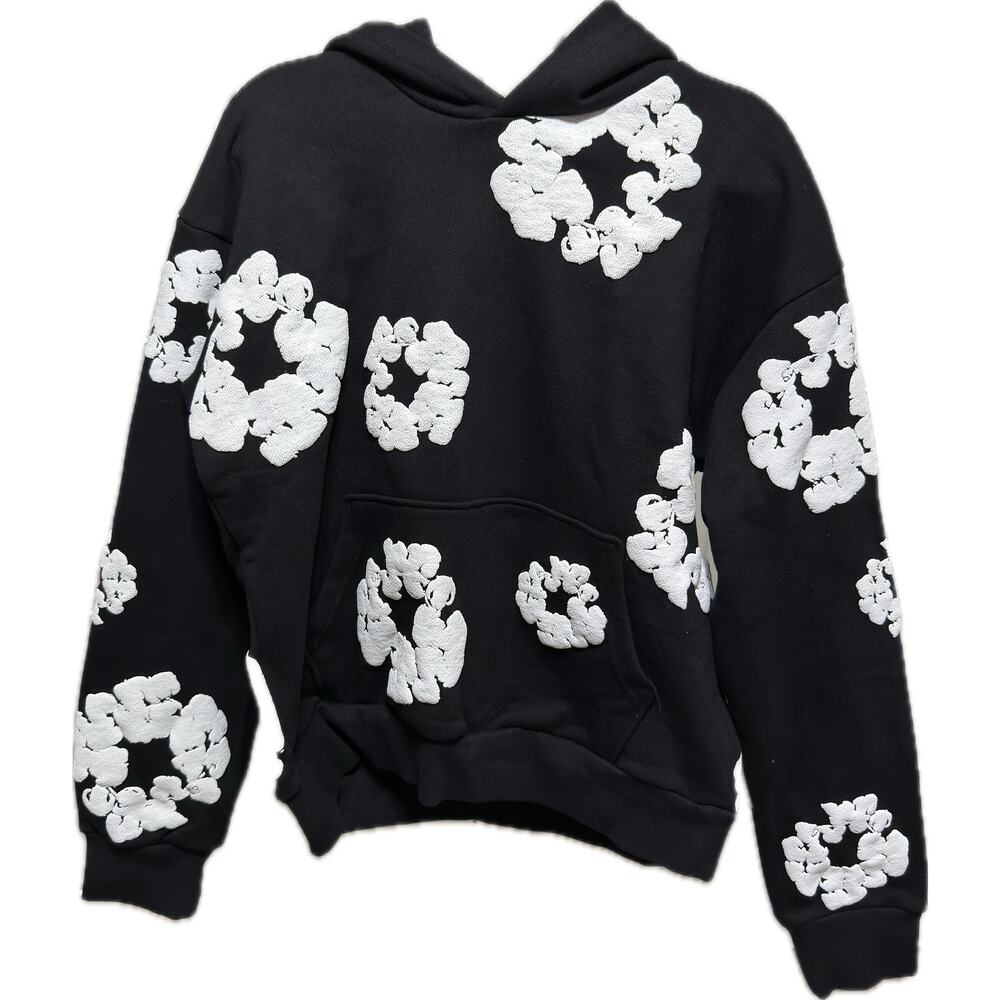 Denim Tears Men's Black and White Hoodie Medium